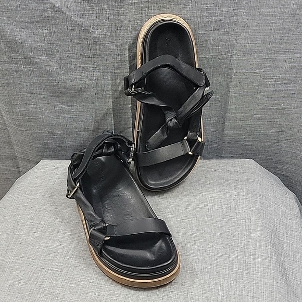 ALOHAS Women's Tied Together Black Leather Sandals SZ 38EUR 7 -7.5US